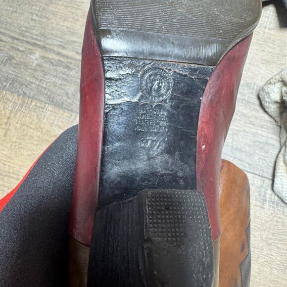 Knee High Leather Patwork Boot Women's Size EU 37.5 - Picture 5 of 7